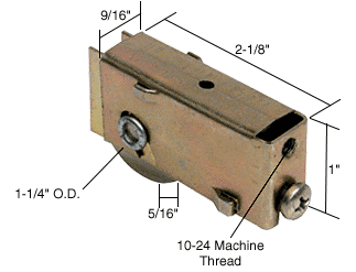 C.R. Laurence Sliding Glass Door Roller, 1-1/4&quot; Steel Wheel, 9/16&quot; Wide Housing for Acorn Door | D1554