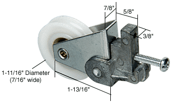CRL Sliding Glass Door Roller with 1-11/16&quot; Nylon Wheel 7/8&quot; Wide Housing for Art Door | D1555 | D1555