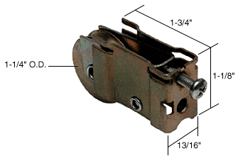 C.R. Laurence Sliding Glass Door Roller with 1-1/4&quot; Steel Wheel 13/16&quot; Wide Housing for Acorn &amp; Wells Aluminum Doors | D1559