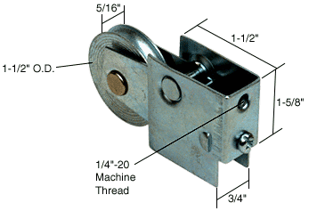 C.R. Laurence CRL Sliding Glass Door Roller with 1-1/2&quot; Steel Wheel 3/4&quot; Wide Housing for Keller Doors | D1562