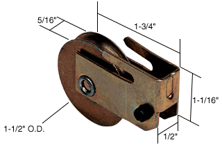 C.R. Laurence CRL Sliding Glass Door Roller with 1-1/2 Steel Wheel 1/2&quot; Wide Housing for Ador/HiLite Doors | D1585