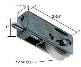 C.R. Laurence CRL Sliding Glass Door Roller with 1-1/4&quot; Nylon Wheel 11/16&quot; Wide Housing for Trimview Doors | D1587