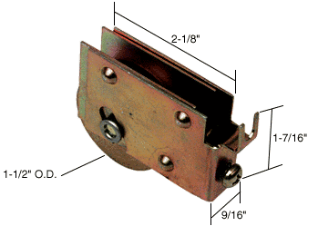 C.R. Laurence CRL Sliding Glass Door Roller with 1-1/2 Steel Wheel 9/16&quot; Wide Housing for Window Master Doors | D1588