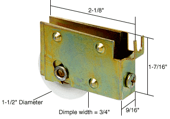 C.R. Laurence CRL Sliding Glass Door Roller with 1-1/2 Nylon Wheel 9/16&quot; Wide Housing for Window Master Doors | D1589