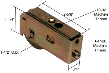 C.R. Laurence CRL Sliding Glass Door Roller with 1-1/2&quot; Steel Wheel 3/4&quot; Wide Housing for Lenahan Doors | D1594