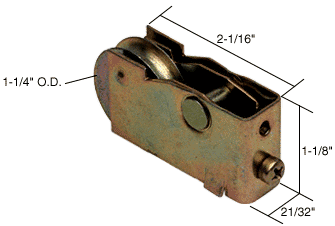 C.R. Laurence CRL Sliding Glass Door Roller with 1-1/4&quot; Steel Wheel 21/32&quot; Wide Housing for Crossly Doors | D1601