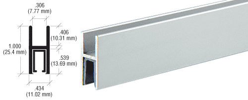 C.R. Laurence CRL Satin Anodized Shoe with Plastic Liner for Pass-Thru Windows - 12 ft long | D1611A