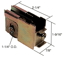 C.R. Laurence CRL Sliding Glass Door Roller with 1-1/4&quot; Steel Wheel 7/8&quot; Wide Housing for Peachtree Doors - Bulk | REPLACED BY PN CRLD1611B | D1611B