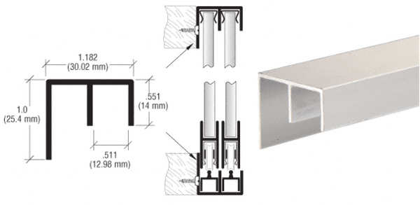 CRL Satin Anodized Surface Mount Double Channel Extrusion | D161312A | D161312A
