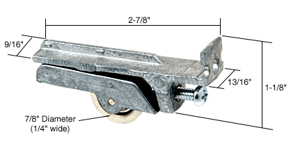 C.R. Laurence CRL Sliding Glass Door Roller with 7/8&quot; Steel Wheel 13/16&quot; Wide Housing | D1613