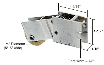 C.R. Laurence CRL Sliding Glass Door Roller with 1-1/4&quot; Steel Wheel 11/16&quot; Wide Housing for Yoho Doors | D1616