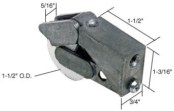 C.R. Laurence Sliding Glass Patio Door Roller for Fleetwood &amp; Fullview Doors, 1-1/2 Nylon Wheel, 3/4&quot; Wide Housing | D1621