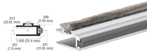 C.R. Laurence CRL Satin Anodized Dust Proof Rail with Bumper - Width 17/32&quot; - 12 ft long | D1623A