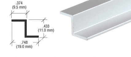 C.R. Laurence CRL Satin Anodized &quot;Z&quot; Bar Aluminum Channel - 12 ft Long | D1626A
