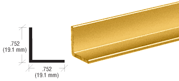 C.R. Laurence CRL Brite Gold Anodized 3/4&quot; Aluminum Angle Extrusion - 12 ft Long | D1628BGA