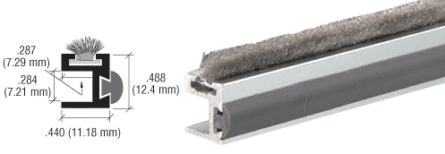 C.R. Laurence CRL Satin Anodized 1/2&quot; Wide Dust Proof Bumper and Wiper (Rail) - 12 ft long | D1633A