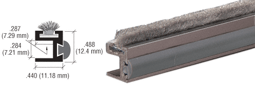 C.R. Laurence CRL Duranodic Bronze 1/2&quot; Wide Dust Proof Bumper and Wiper (Rail) - 12 ft long | D1633DU