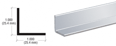 C.R. Laurence CRL 1&quot; Buffed Bright Anodized Angle Extrusion - 12 ft long | D1634BA