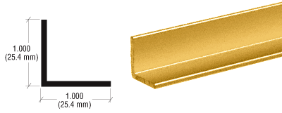 C.R. Laurence CRL 1&quot; Buffed Bright Gold Anodized Angle Extrusion - 12 ft long | D1634BGA