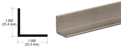 C.R. Laurence CRL 1&quot; Brushed Nickel Angle Extrusion - 12 ft long | D1634BN