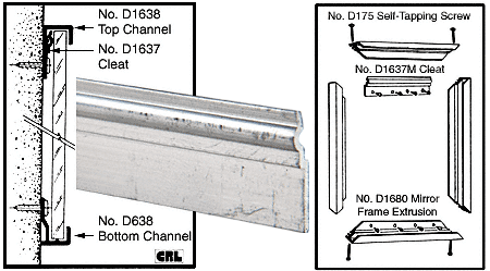 C.R. Laurence CRL Mirror Mount System Cleat- Mill - 12 ft Long | D1637M