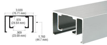 C.R. Laurence CRL Satin Anodized Overhead Track Extrusion - 10 ft Long | D1670A