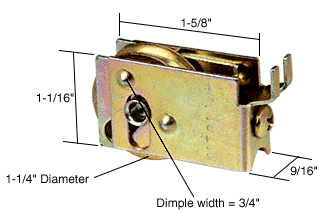 C.R. Laurence CRL Sliding Glass Door Roller with 1-1/4&quot; Steel Wheel 9/16&quot; Wide for Ador/HiLite Doors | D1691