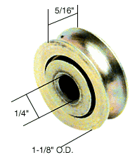 C.R. Laurence CRL 1-1/8&quot; Diameter Stainless Steel Ball Bearing Replacement Roller 5/16&quot; Wide - Package | D1692