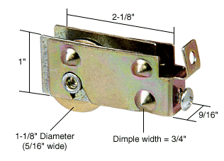 C.R. Laurence CRL Sliding Glass Door Roller with 1-1/8&quot; Steel Wheel 9/16&quot; Wide Housing | D1699