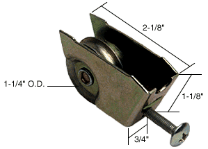 C.R. Laurence Sliding Glass Patio Door Roller, 1-1/4&quot; Steel Wheel, 3/4&quot; Wide Housing | D1721