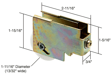 C.R. Laurence CRL Sliding Glass Door Roller with 1-11/16&quot; Nylon Wheel 3/4&quot; Wide Housing; 13/32&quot; Wide Wheel for Arcadia Doors | D1731