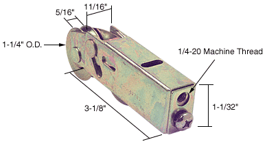 C.R. Laurence Sliding Glass Patio Door Roller, Tandem Steel Wheels, 1-1/4&quot; Diameter, 11/16&quot; Wide Housing | D1735