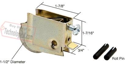 crl Sliding Glass Door Roller with 1-1/2&quot; Steel Wheel 1-7/16&quot; Wide for Lumidor &amp; C.E. Stanley Doors | D1749 | D1749