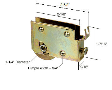 C.R. Laurence CRL Sliding Glass Door Roller with 1-1/4&quot; Steel Wheel 9/16&quot; Wide Housing for Window Master Doors | D1756
