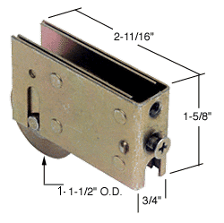 C.R. Laurence Sliding Glass Door Roller with 1-1/2&quot; Steel Wheel 3/4&quot; Wide Housing for Keller Windows | D1759