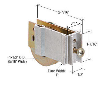 C.R. Laurence CRL Sliding Glass Door Roller with 1-1/2&quot; Steel Wheel 3/4 Wide Extruded Adjustable Housing | D1767