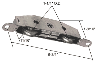 C.R. Laurence CRL Sliding Glass Door Roller with 1-1/4&quot; Tandem Stainless Steel Wheels; 11/16&quot; Wide Housing | D1780