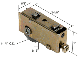 C.R. Laurence CRL Sliding Glass Door Roller with 1-1/4&quot; Steel Wheel 5/8&quot; Wide Housing for Smith Carry Doors | D1785