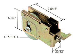 C.R. Laurence CRL Sliding Glass Door Roller with 1-1/2 Nylon Wheel 23/32&quot; Wide Housing for Marshall Doors | D1789