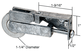 CRL Sliding Glass Door Roller with 1-1/4&quot; Steel Wheel 1/2&quot; Wide Housing | D1794 | D1794