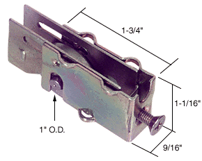 C.R. Laurence CRL Sliding Glass Door Roller with 1&quot; Steel Wheel 9/16&quot; Wide Housing | D1818