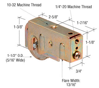 C.R. Laurence CRL 1-1/2&quot; Stainless Steel Ball Bearing Sliding Glass Door Roller with 3/4&quot; Wide Housing for Keller Doors - Package | D1860