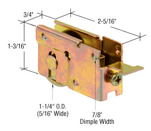 C.R. Laurence CRL 1-1/4&quot; Steel Sliding Glass Door Roller With 3/4&quot; Wide Housing for Marshall Aluminum Doors | D1923