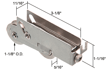 C.R. Laurence CRL Sliding Glass Door Roller with 1-1/8&quot; Tandem Stainless Steel Ball Bearing Wheels; 11/16&quot; Wide Housing for Pacific Doors | D1927