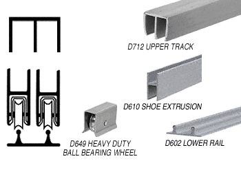 C.R. Laurence CRL Economy Track Assembly with Plastic Upper &amp; Aluminum Lower Track with Steel Wheels - 12 ft long | D2200ABB