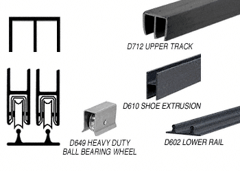 C.R. Laurence CRL Flat Black Track Assembly With Plastic Upper and Aluminum Lower Track With Steel Wheels | D2200BLBB