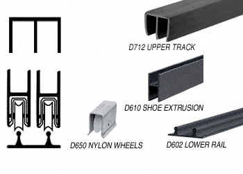 C.R. Laurence CRL Economy Track Assembly with Plastic Upper &amp; Black Aluminum Lower Track with Nylon Wheels - 12 ft long | D2200BL
