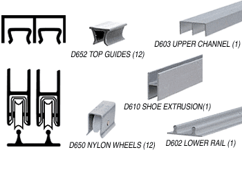 C.R. Laurence CRL Satin Anodized Economy Low Profile Showcase Sliding Track Assembly D603 Upper &amp; D602 Lower Track with Nylon Wheels - 12 ft Long | D2203A