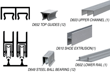 C.R. Laurence CRL Satin Anodized Economy Low Profile Showcase Sliding Track Assembly D603 Upper &amp; D602 Lower Track with Steel B.B. Wheels - 12 ft Long | D2203ABB