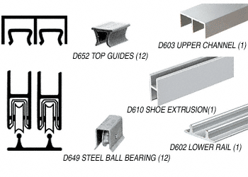C.R. Laurence CRL Bright Anodized Economy Low Profile Showcase Sliding Track Assembly D603 Upper &amp; D602 Lower Track with Steel B.B. Wheels - 12 ft Long  | D2203BABB